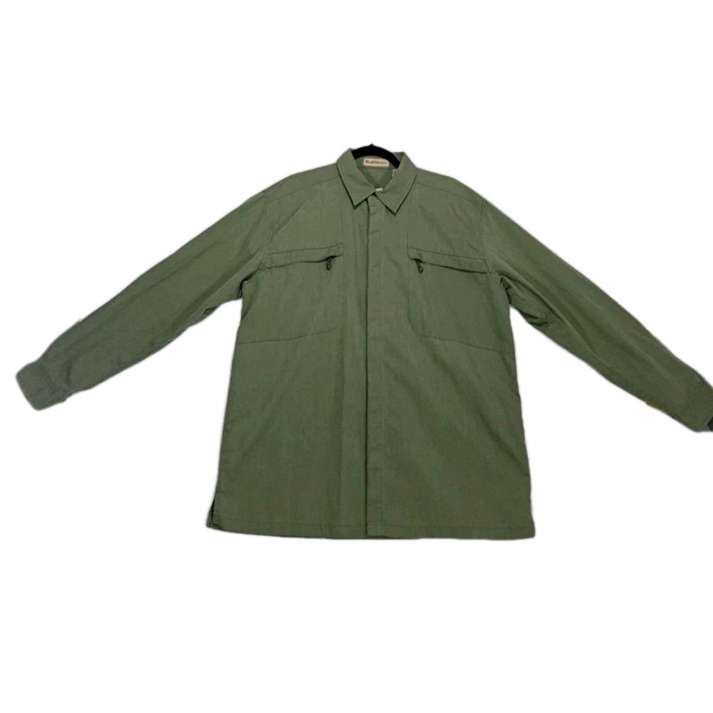 Ruff Hewn Shirt Mens‎ L NEW Hiking Fishing Green Roll Up Sleeves Pockets Utility